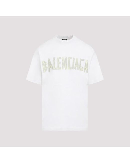 Balenciaga White Baenciaga Tape Type Tee Washed T-shirt for men