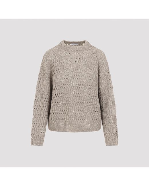 Brunello Cucinelli Gray Linen Sweater