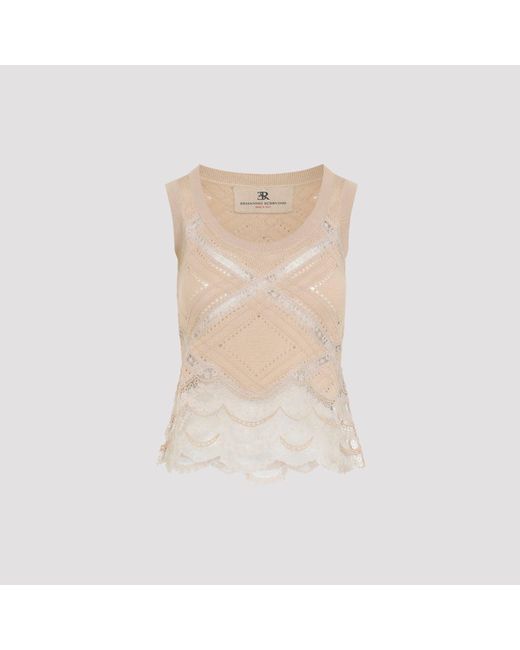 Ermanno Scervino Natural Sleeveless Knit Top