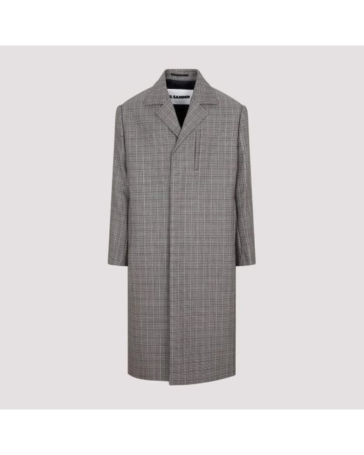 Jil Sander Gray Virgin Wool Coat for men