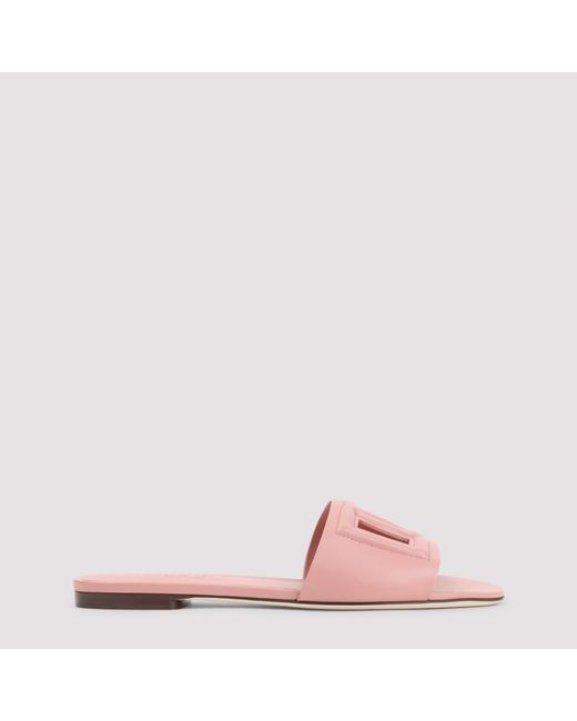 Dolce & Gabbana Pink Flat Slides Sandals