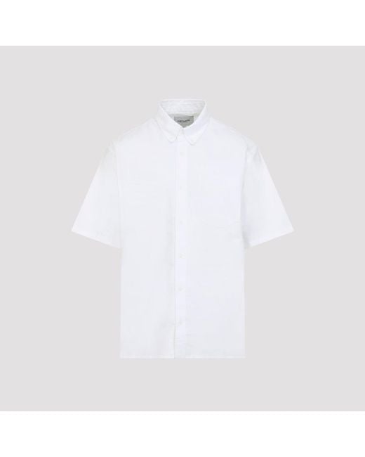 Carhartt White Cotton Short Sleeves Braxton Shirt for men