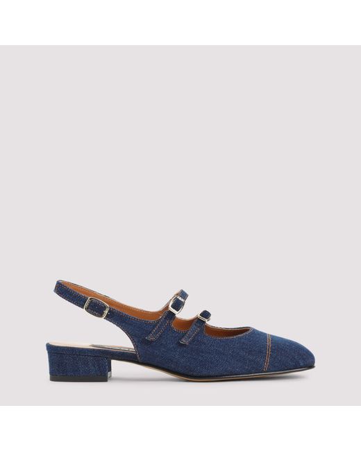 CAREL PARIS Blue Peche 25 Fabrics Mary Jane Pumps