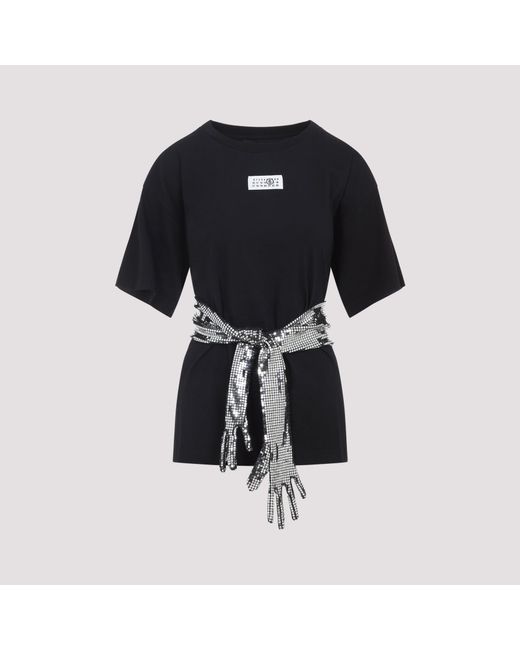 MM6 by Maison Margiela Black Sequin Gloves T-Shirt