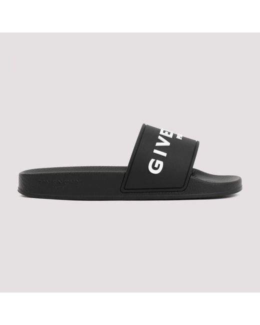 Givenchy Logo Flat Slide Sandals in Black | Lyst