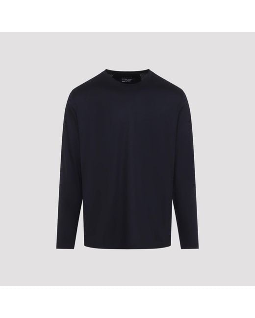 Sease Blue Long-Sleeve Virgin Wool T-Shirt for men