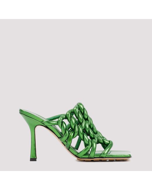 Bottega Veneta Green Stylish Stretch Flat Sandals With 10Cm Heel Height