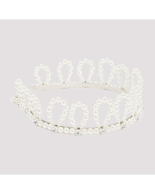 Simone Rocha White Pearl And Crystal Beaded Crown