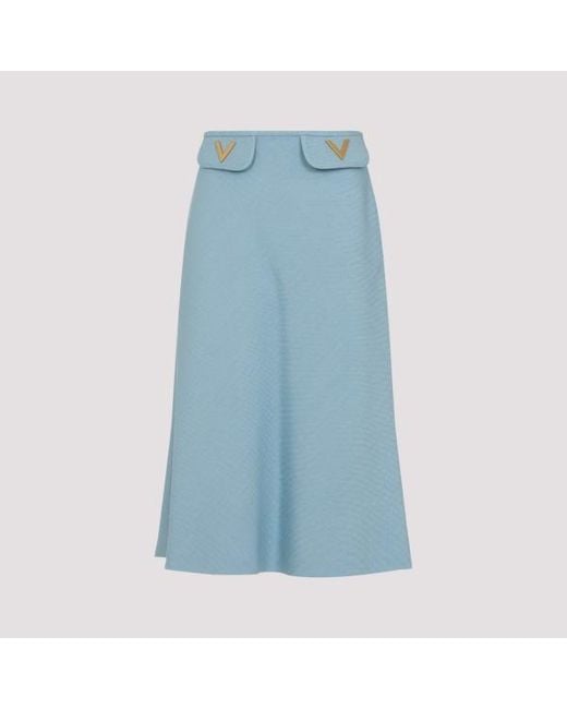 Valentino Blue Viscose Midi Skirt