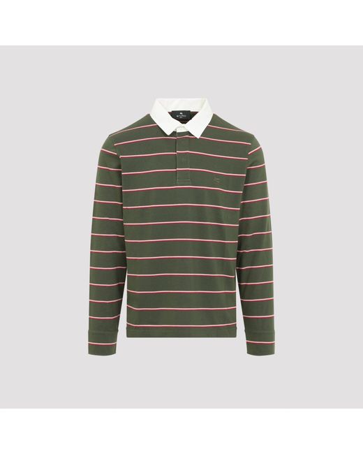 Etro Green L/S Striped Polo for men