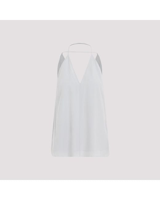 Totême White Double-Halter Silk Top