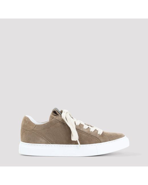 Brunello Cucinelli Brown Suede Leather Sneakers
