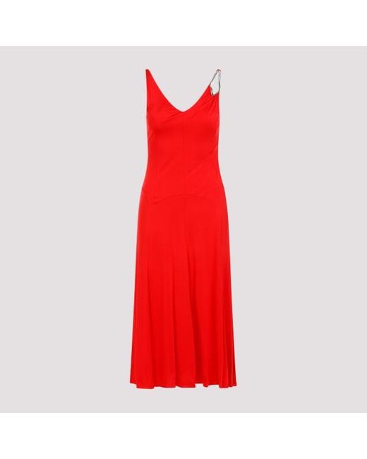 Lanvin Red Sleeveless A-line Midi Dress