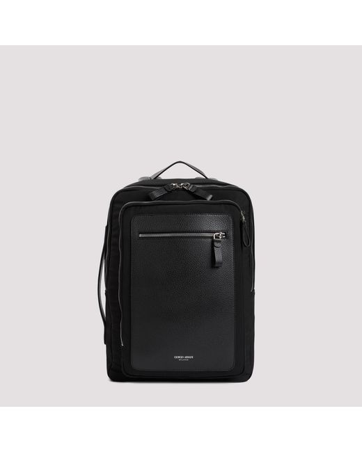 Giorgio Armani Black Premium Tech Fabric Backpack For Modern for men