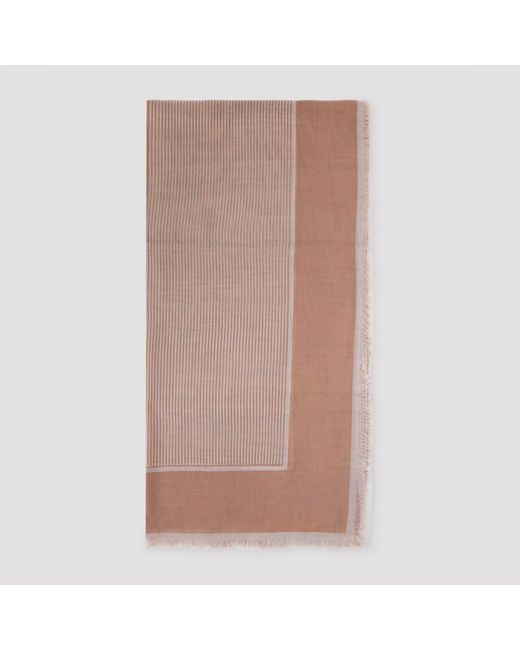 Saint Laurent Brown Large Striped Carré Scarf