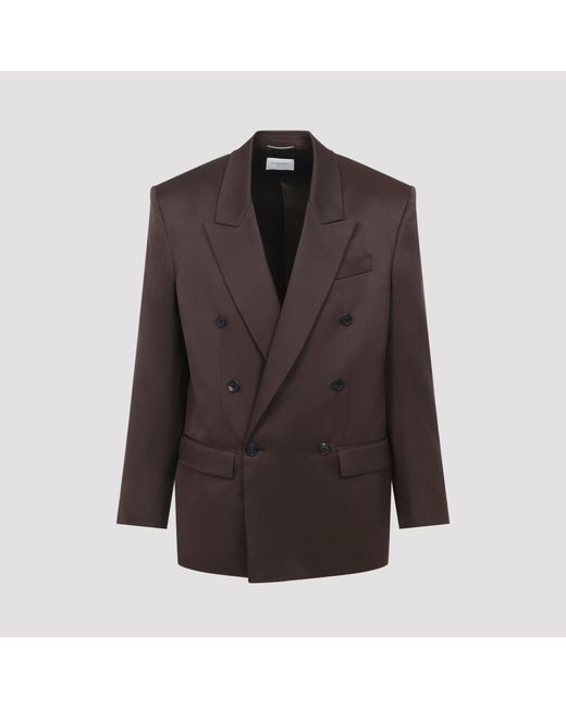 Saint Laurent Brown Double-Brestaed Jacket for men