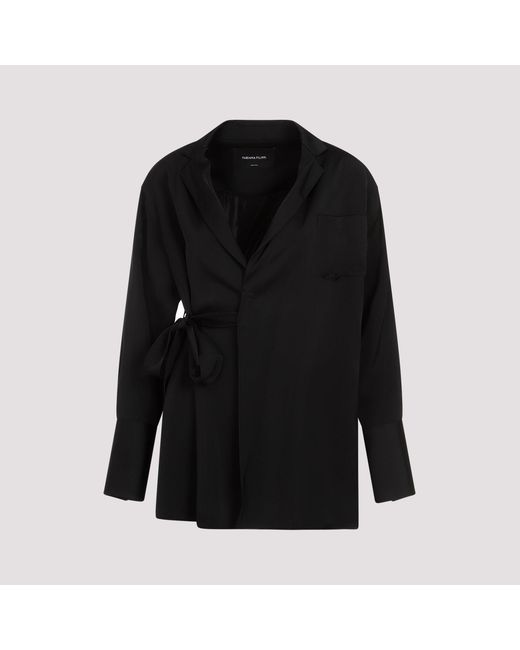 Fabiana Filippi Black Luxury Viscose Blazer With Self-Tie Closure For