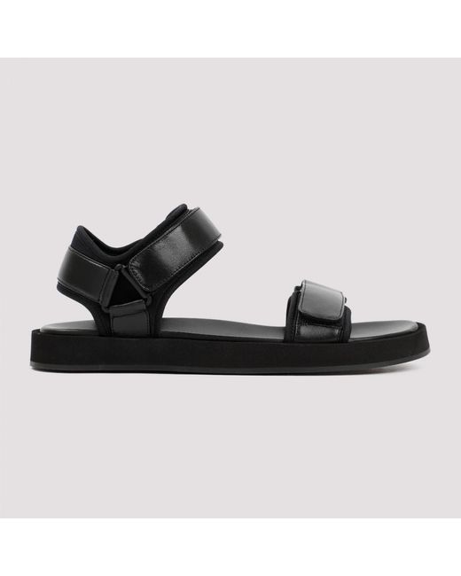 The Row Leather Hook And Loop Sandals in Black Lyst