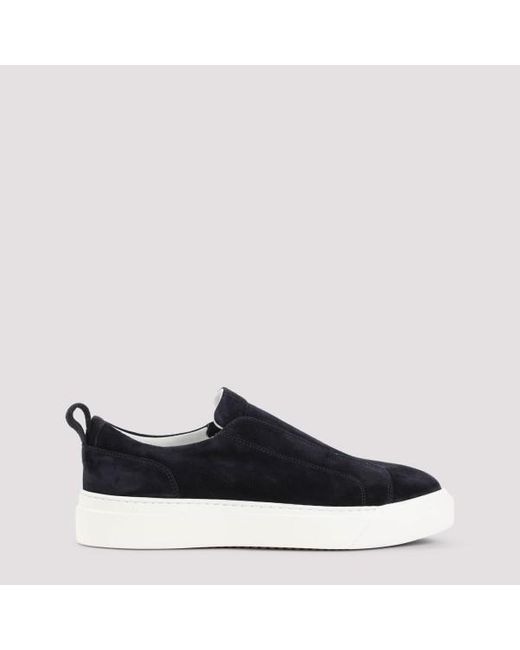 Kiton Blue Premium Leather Sneakers for men