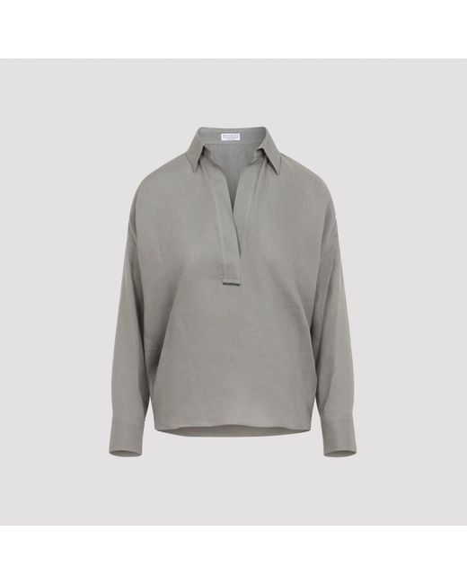 Brunello Cucinelli Gray Linen Bloue