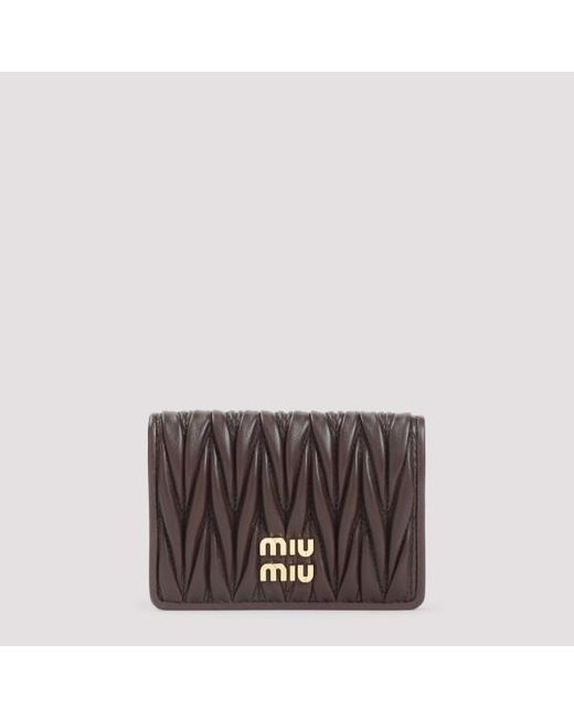 Miu Miu Brown Lamb Leather Card Case