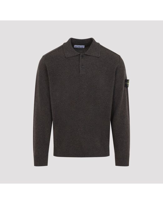 Stone Island Black Virgin Wool Polo Knitwear for men