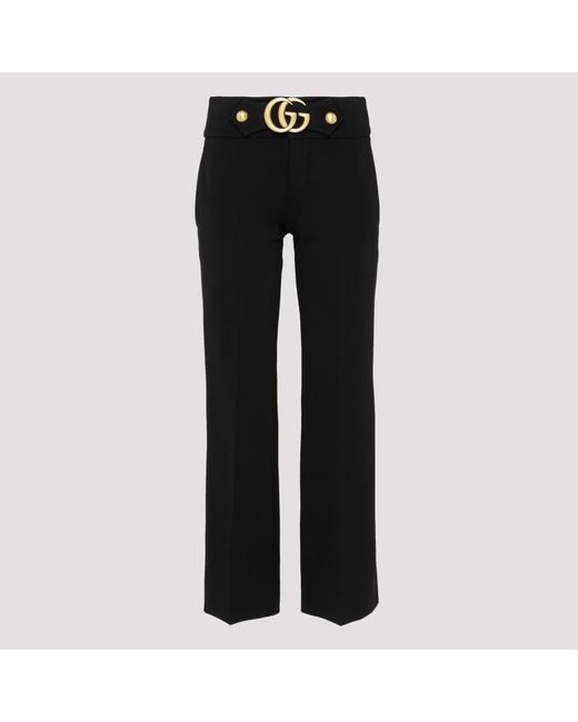 Gucci Black Stretch Viscose Pant With Double G