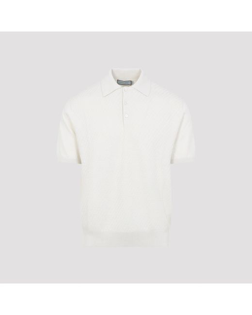 Canali White Cotton Polo for men