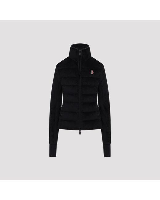 Moncler Black Zip-Up Puffer Cardigan For