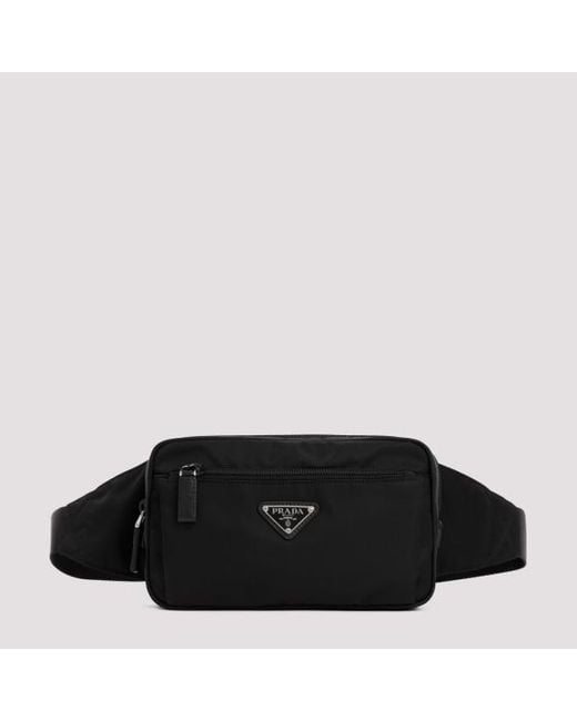 Prada Black Re-nylon And Saffiano Belt Bag Unica for men