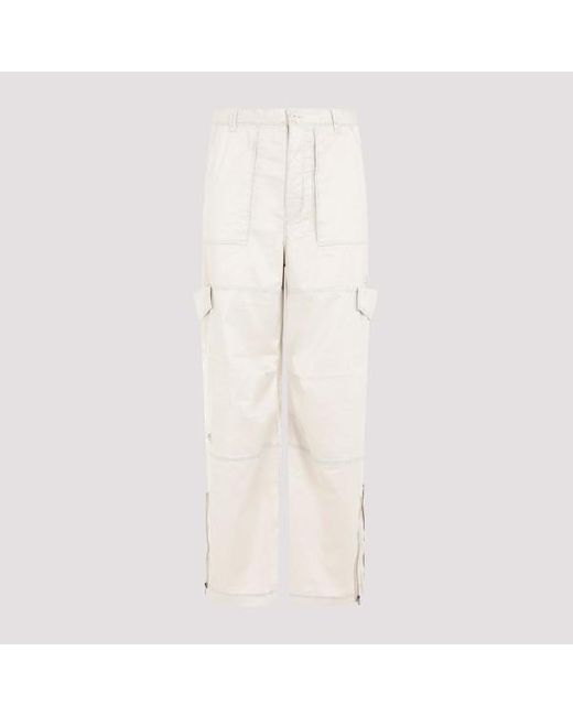 Acne White Polyester Pants for men