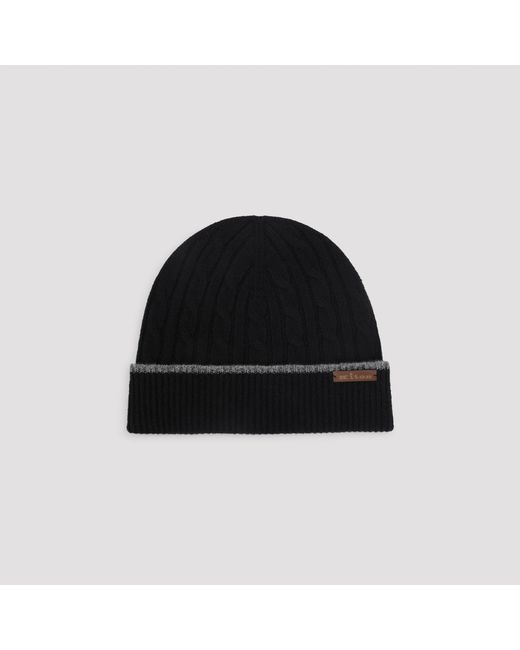 Kiton Black Cable-Knit Beanie for men