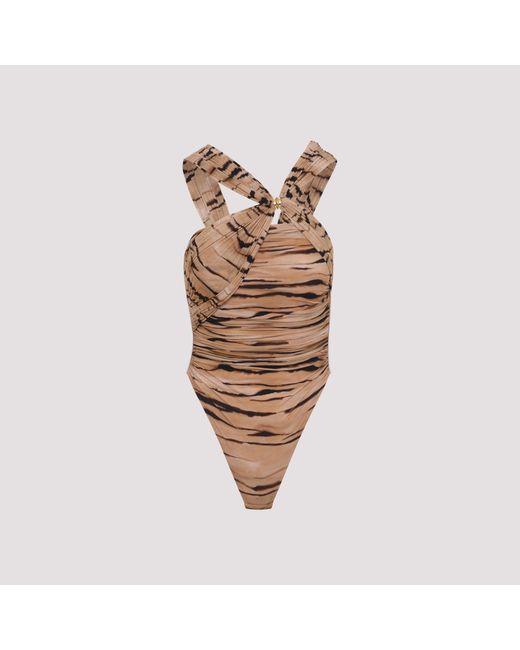 Elisabetta Franchi Brown Camel Tiger Print Body