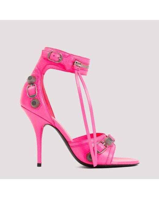 Balenciaga Pink Le Cagole Leather Heel Sandals