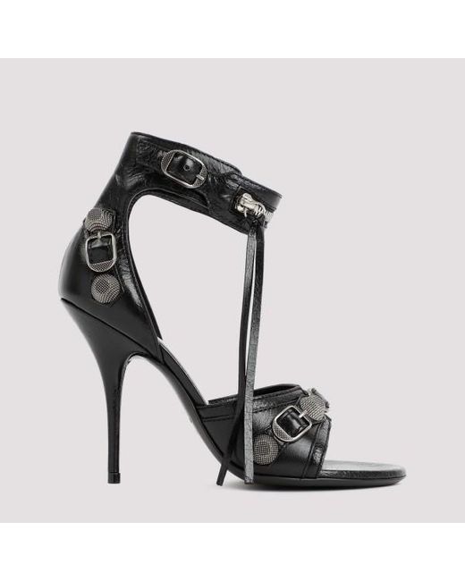 Balenciaga Black Cagole Leather Sandals