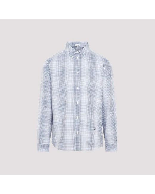 Loewe Blue Faded Checked Shirt for men