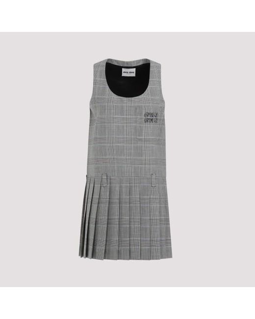 Miu Miu Gray Grey Virgin Wool Dress