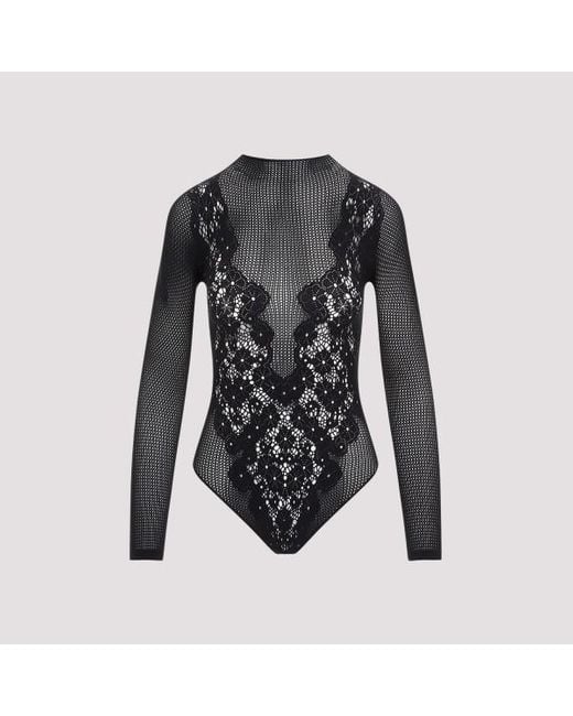 Wolford Black Flower Lace String Body