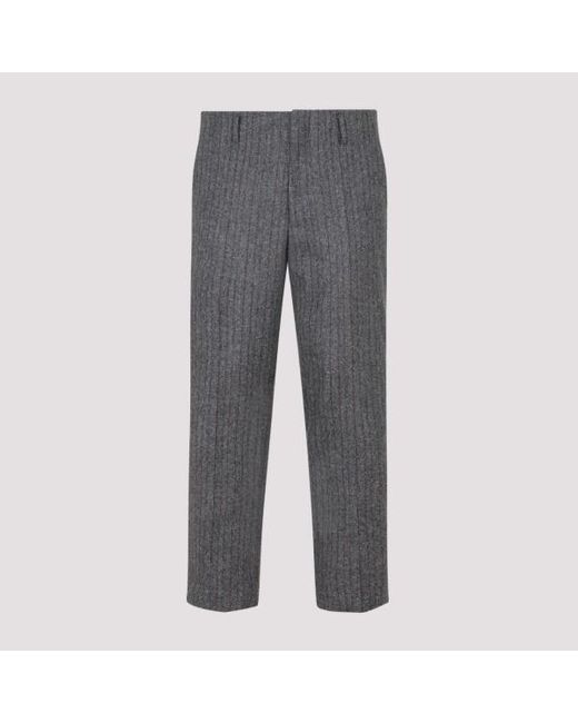 Dries Van Noten Gray Wool Pants for men