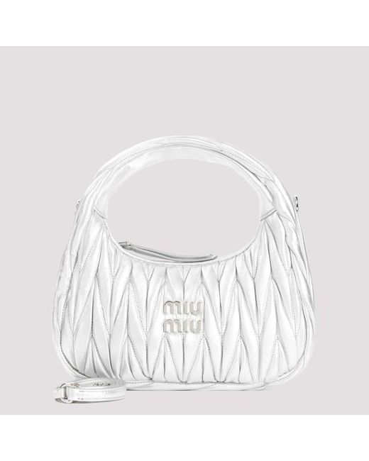 Miu Miu White Wander Matelassé Hobo Bag Unica