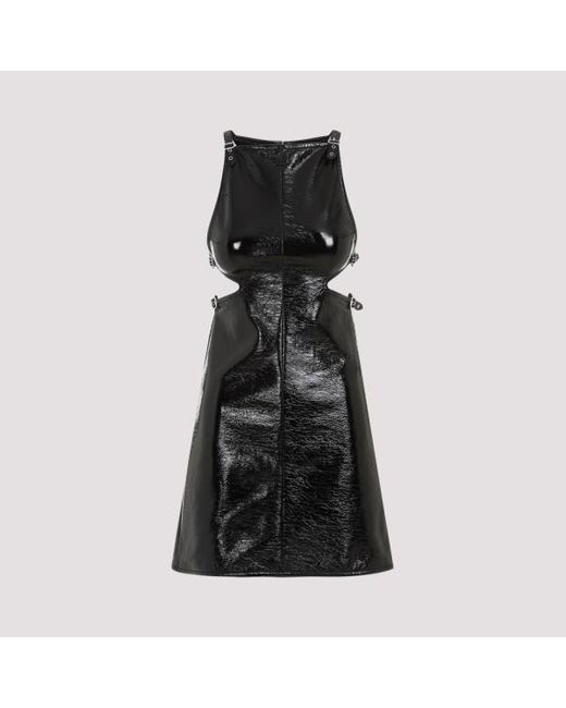 Courreges Black Slash Buckle Vinyl Dress
