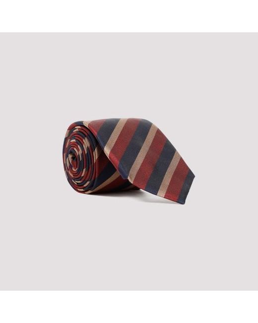 Dunhill Red Silk Regimental Woven Tie 8cm for men
