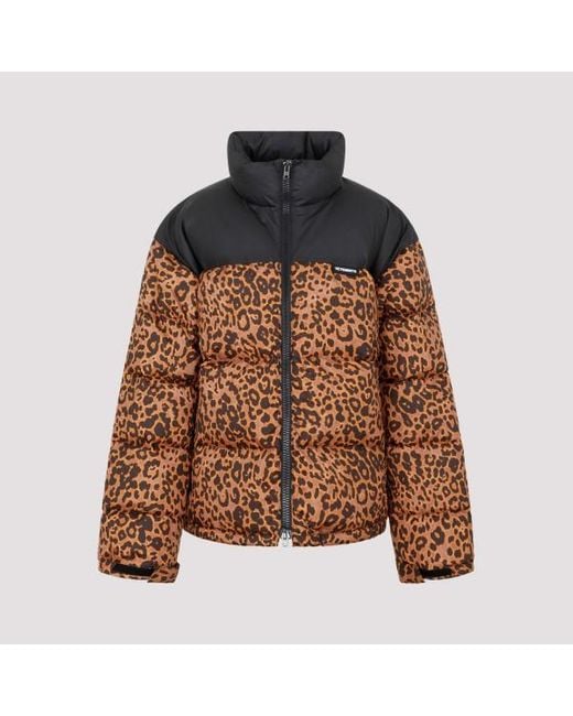 Vetements Brown Vetement Leopard Logo Puffer Jacket for men