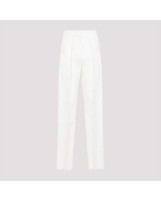 Giorgio Armani White High-Waisted Silk Satin Pants