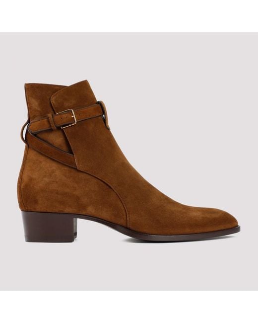 Saint Laurent Brown Wyatt Boots Shoes for men