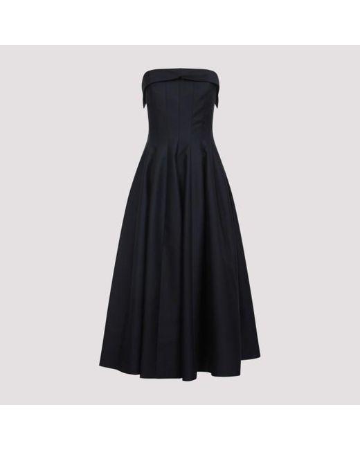Alberta Ferretti Black Off-Shoulder Midi Dress