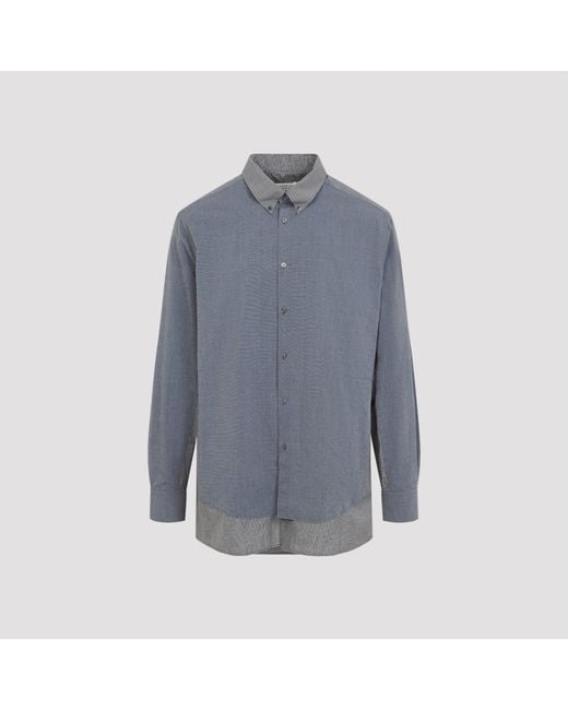 Maison Margiela Blue Double-Layer Cotton Shirt for men