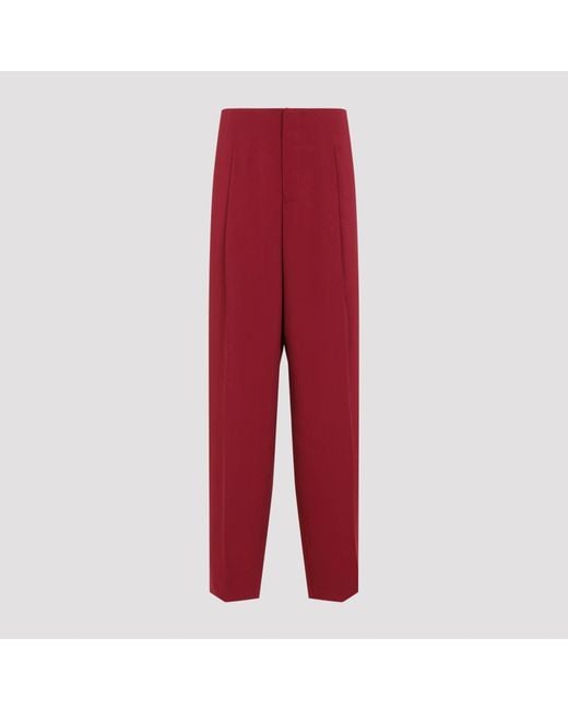 Alberta Ferretti Red Cady Straight Pants