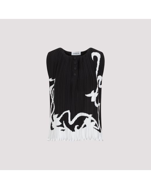 Lanvin Black Sleeveless Pleated Top