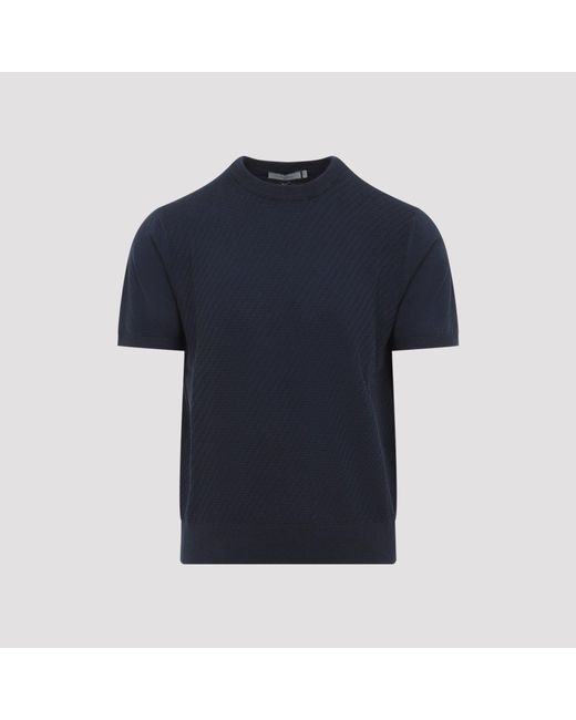 Canali Blue Cotton T-Shirt for men